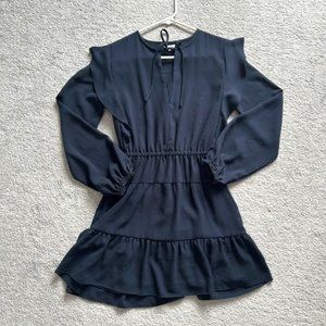 Aritzia Wilfred Marvelle Navy Short Ruffle Dress